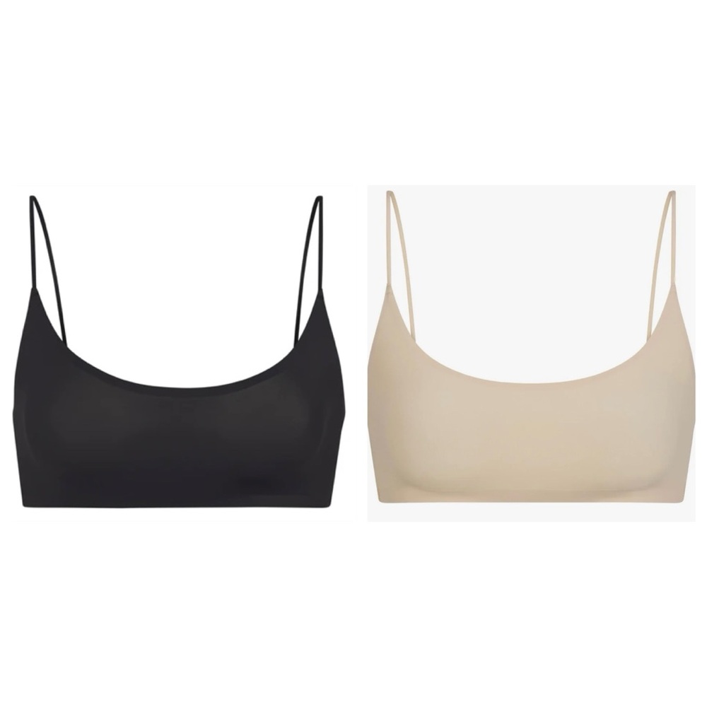 Skims Free Cut Scoop Bralettes - Set of 2 - Onyx and Sand - XL